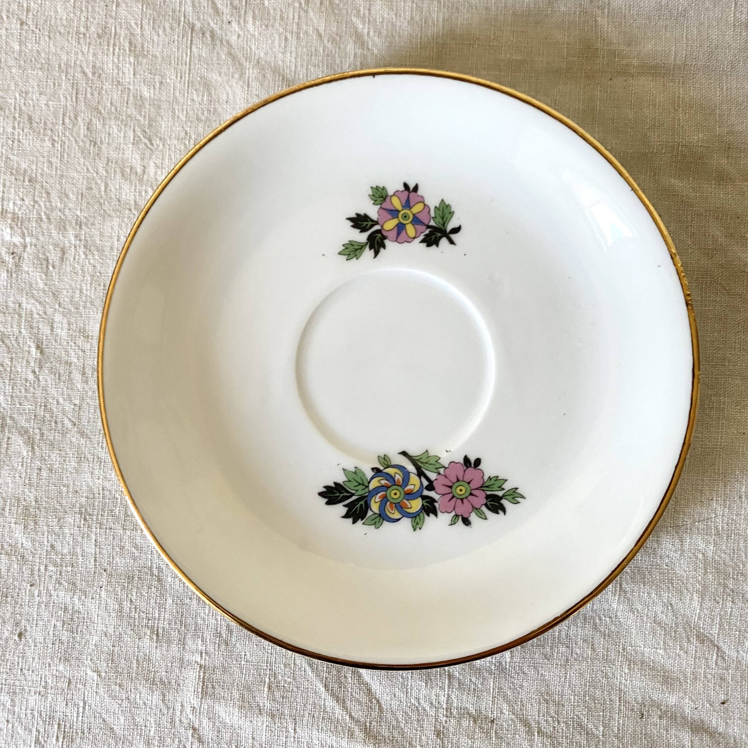 Floral coffee cups in Limoges porcelain