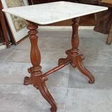 Old small marble and wood side table