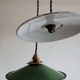 Trio pendant lights in enamelled industrial sheet metal