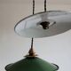 Trio pendant lights in enamelled industrial sheet metal