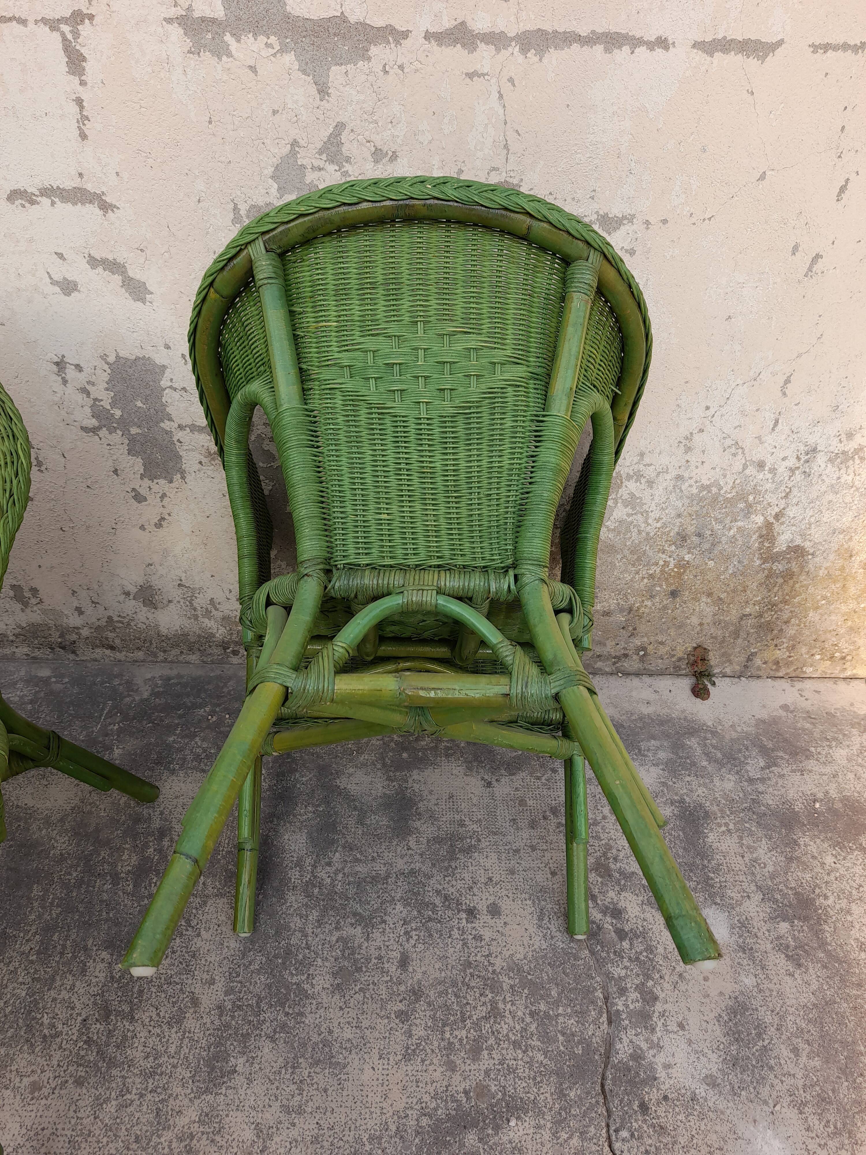 Ensemble de 4 fauteuils en rotin