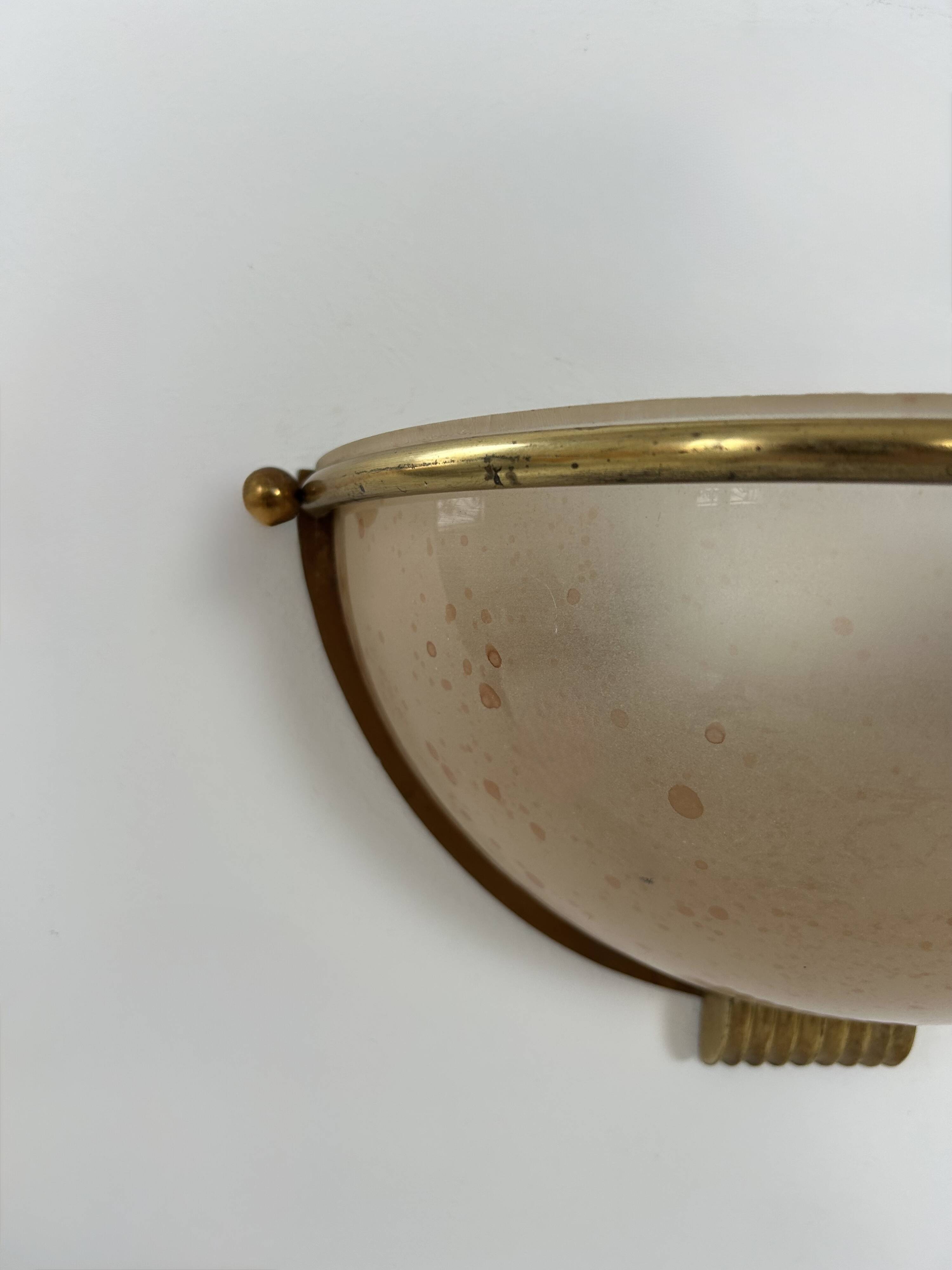 Vintage wall lights, brass and perspex, France, 1970.