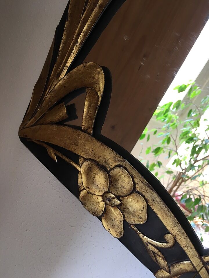 Wooden mirror Bohemian style years 70/80 35x60cm