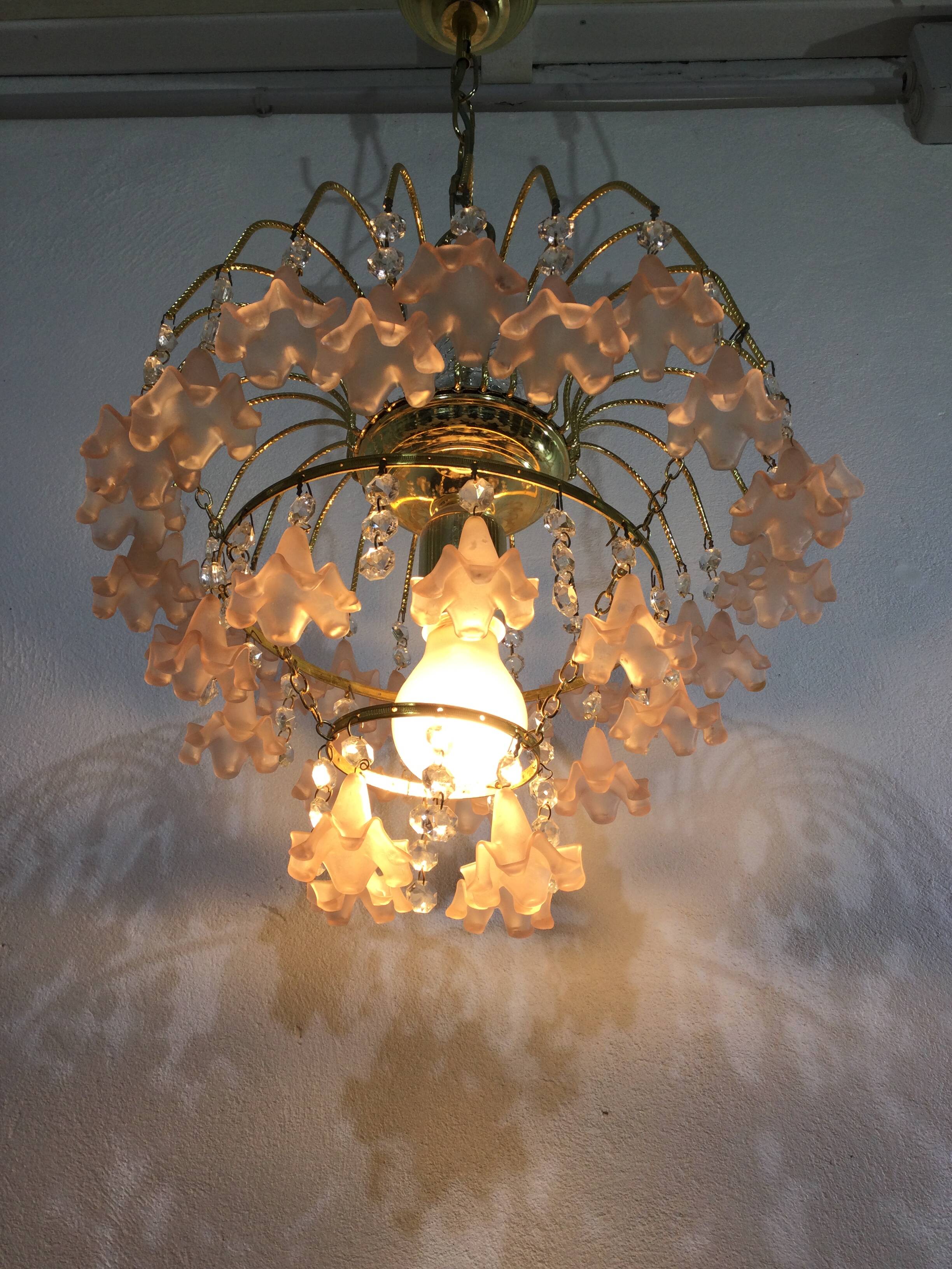 Pink flowers tassel chandelier