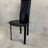 Set of 4 Italian Black Leather Dining Chairs