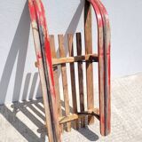 Antique wooden sled with metal runners