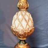 Vintage Art Deco Pineapple Lamp Base in Wood & Gold