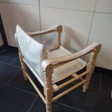 White leather safari armchair
