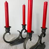 Pair of pewter candlesticks