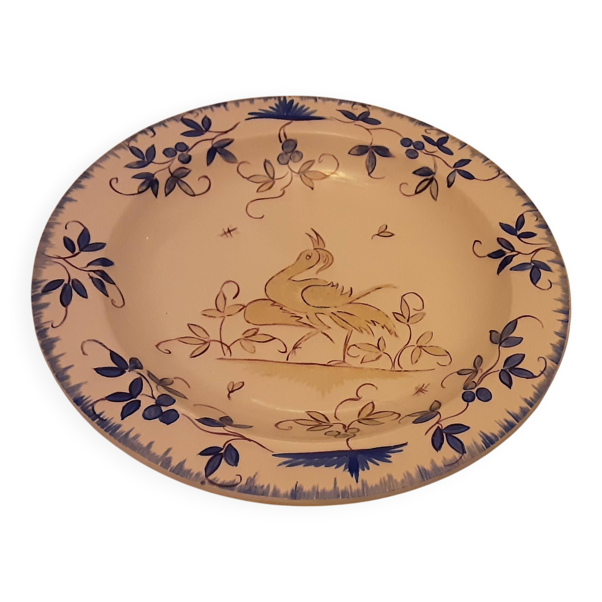 Deswarce hand-painted earthenware plate with moustier decor