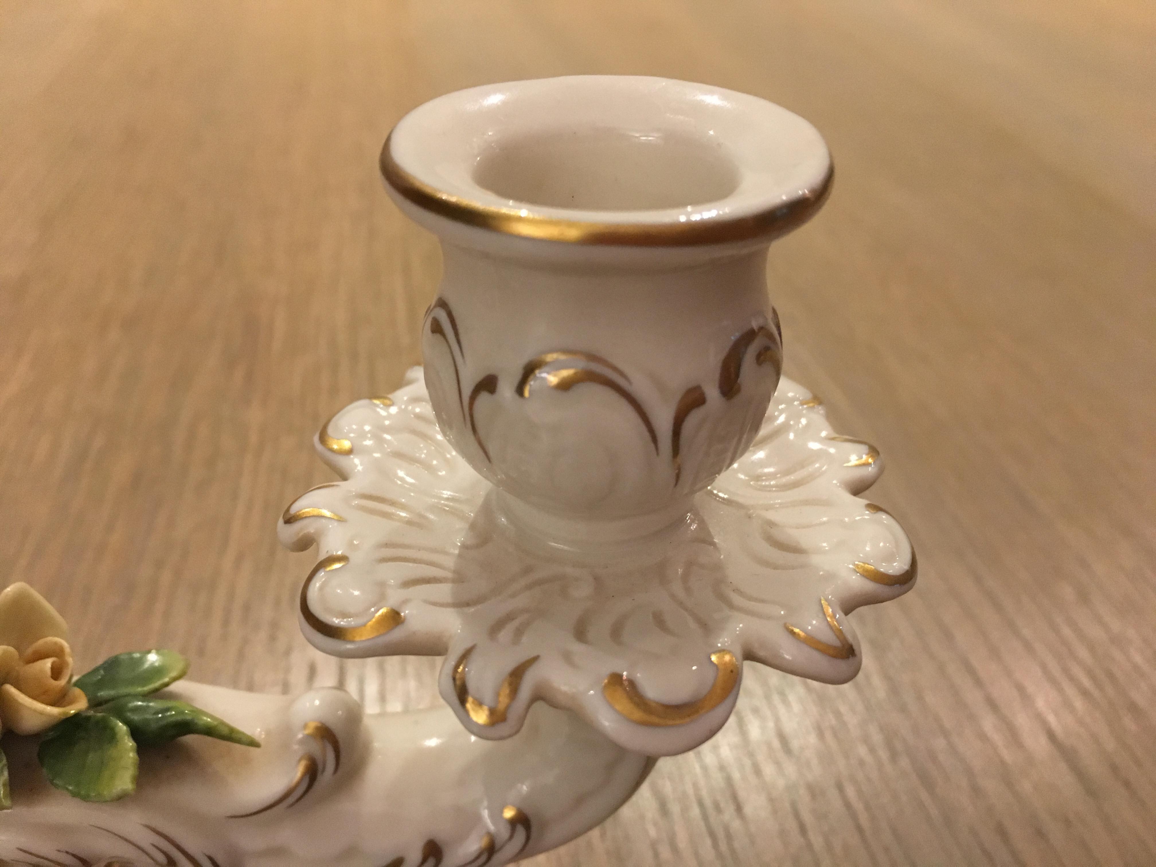 Ancient candlestick two porcelain branch