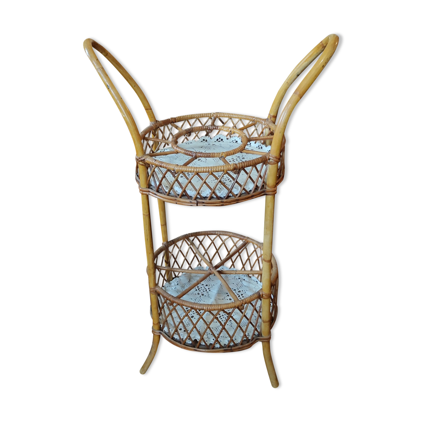 Rattan serving table