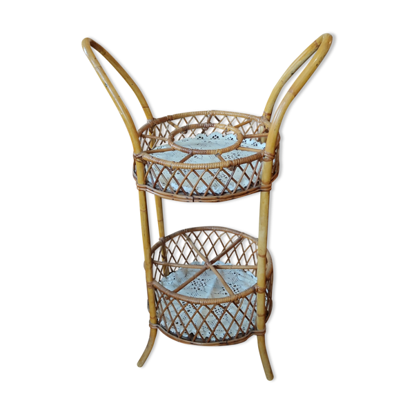 Desserte vintage en rotin