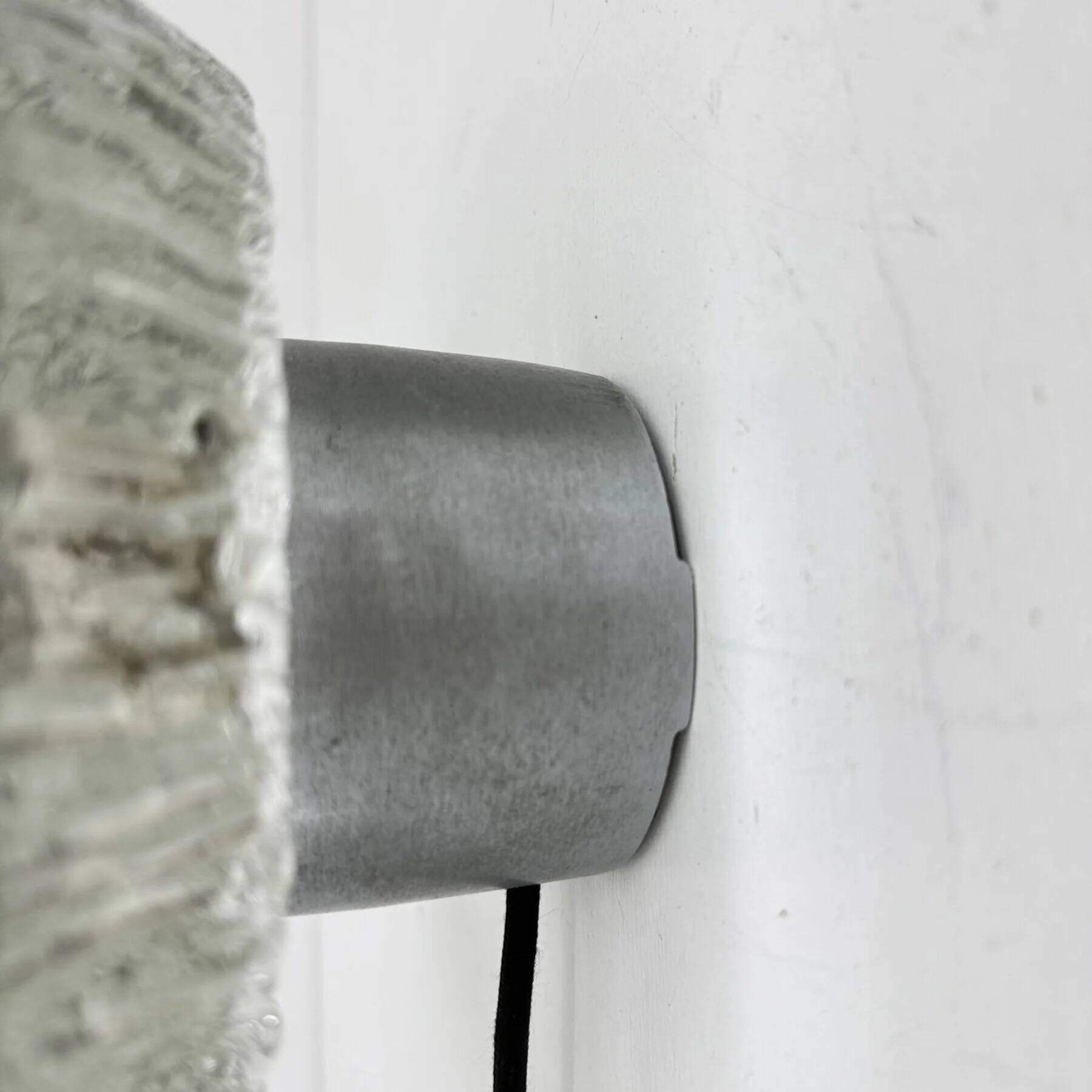 Thick structured ice glass wall light flush mount by Peill & Putzler, 1970s