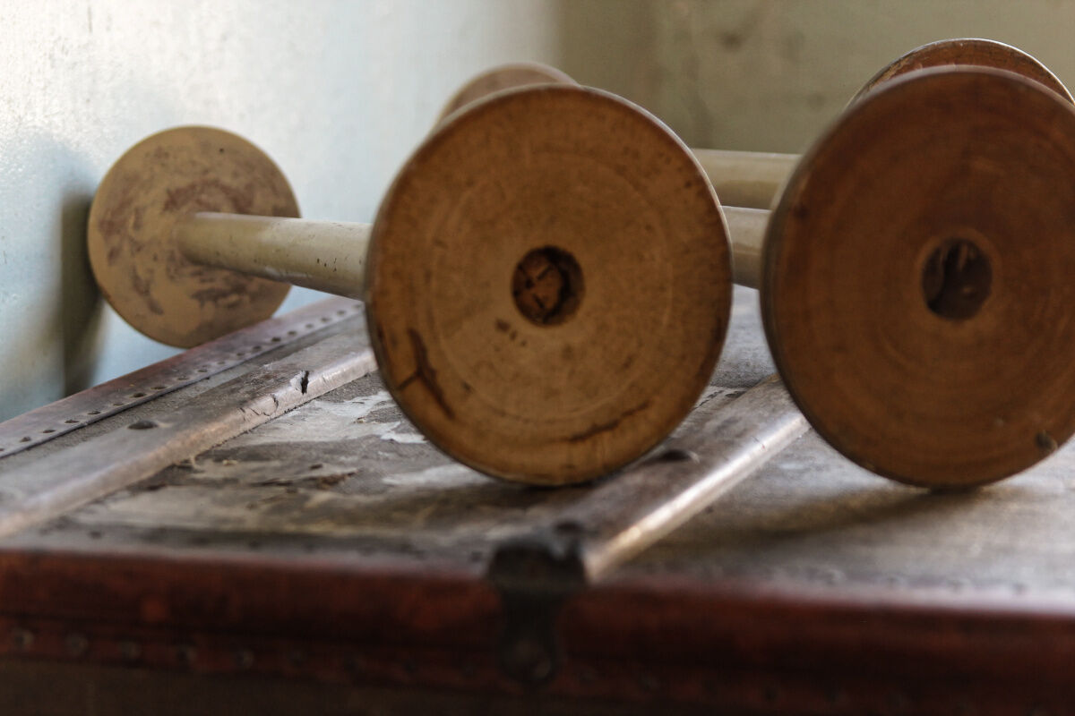 3 wooden hats turned, art deco