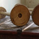 3 wooden hats turned, art deco