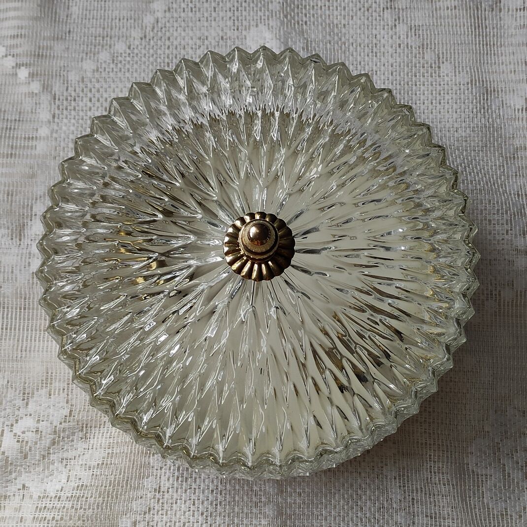 Ceiling lamp in glass and brass