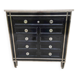 Commode Art Déco à 9 Tiroirs En Laque Et Bronze Nickelé