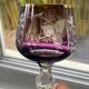 2 large cut and coloured Bohemian crystal glasses