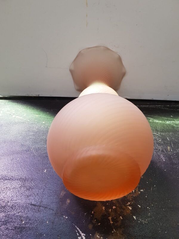 Ancien vase centrovetro verre opalin rose col corolle made in italy vintage