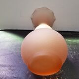 Old centrovetro vase pink opaline glass corolla neck made in Italy vintage