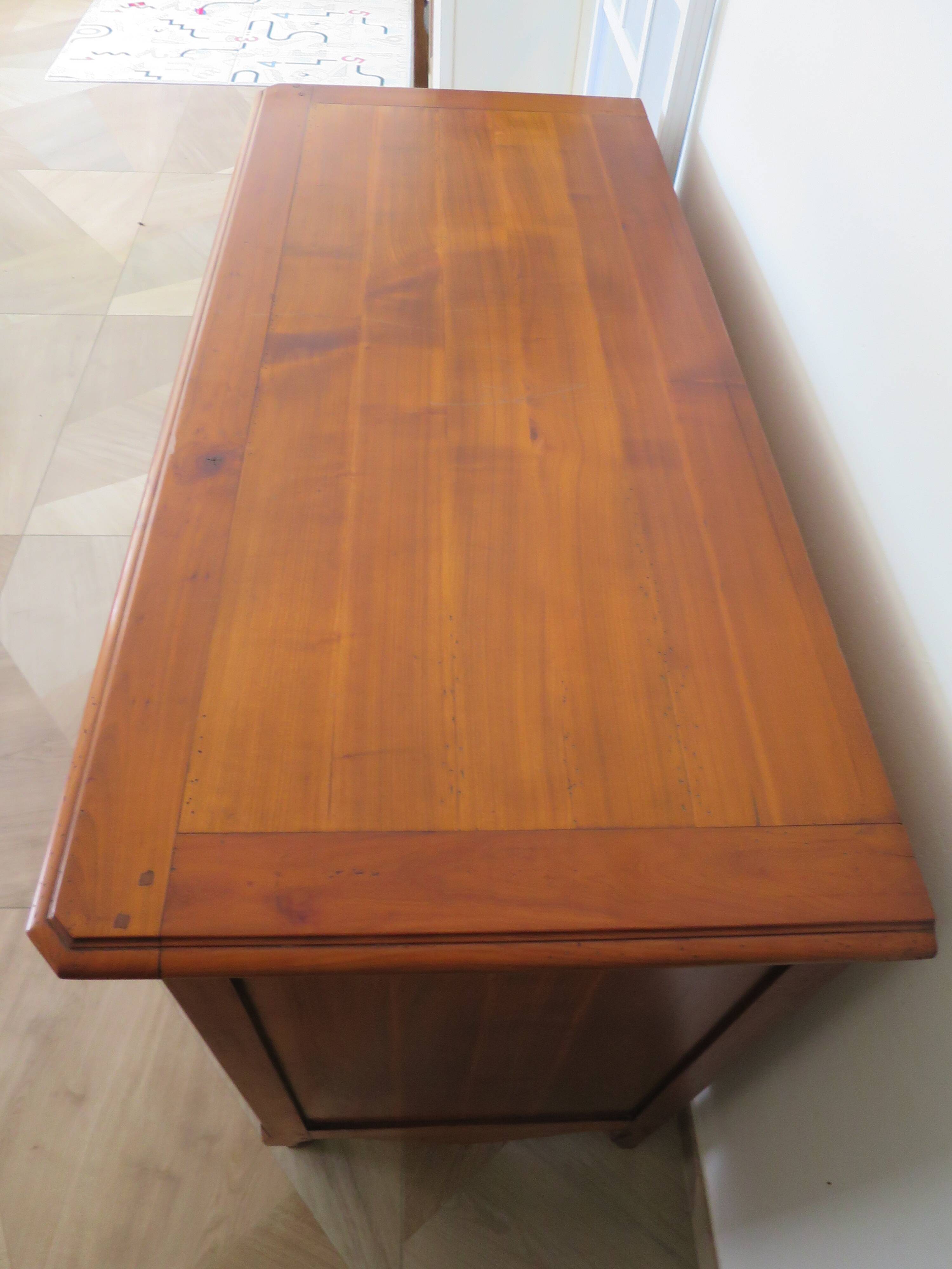 Rustic buffet in Louis XV-Regency style, dovetailed, cherry wood finish, solid wood.