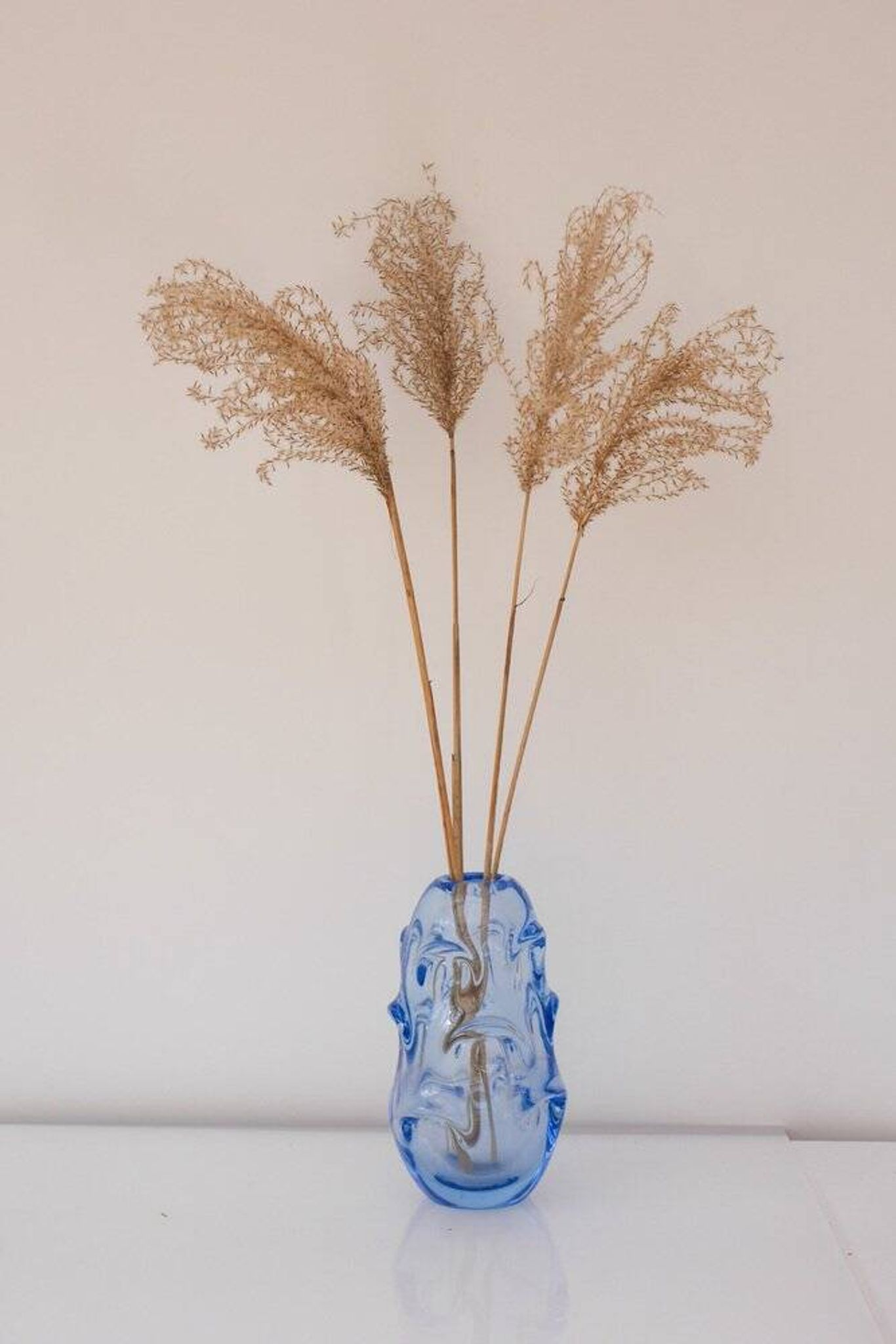 Mid-century modern crystal vase in pale blue by Börne Augustsson for Åseda