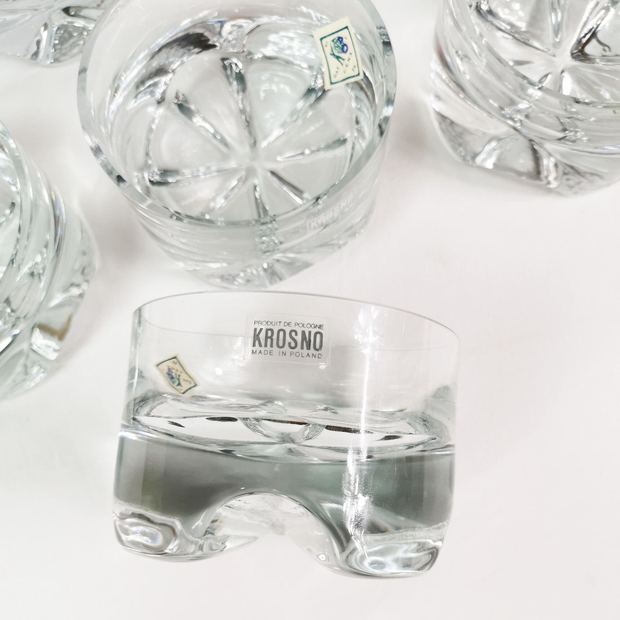 Crystal dessert salad bowls, Krosno, 1970s