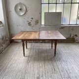 Walnut farmhouse table with swivel and extendable top