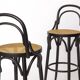 Pair of Bentwood Bar Stools with Vienna Cane Seats – Thonet Style, Black