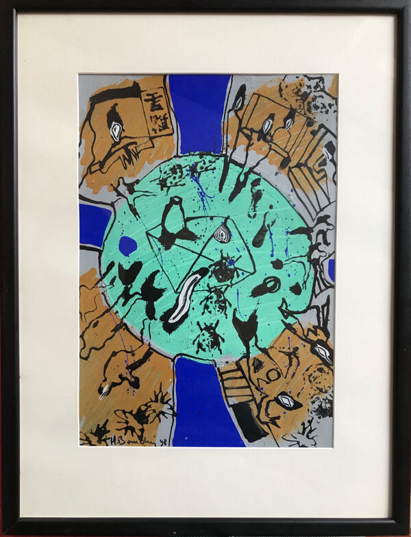 Acrylique sur papier Hervé BOURDIN (1950), Mise en boîte,1999