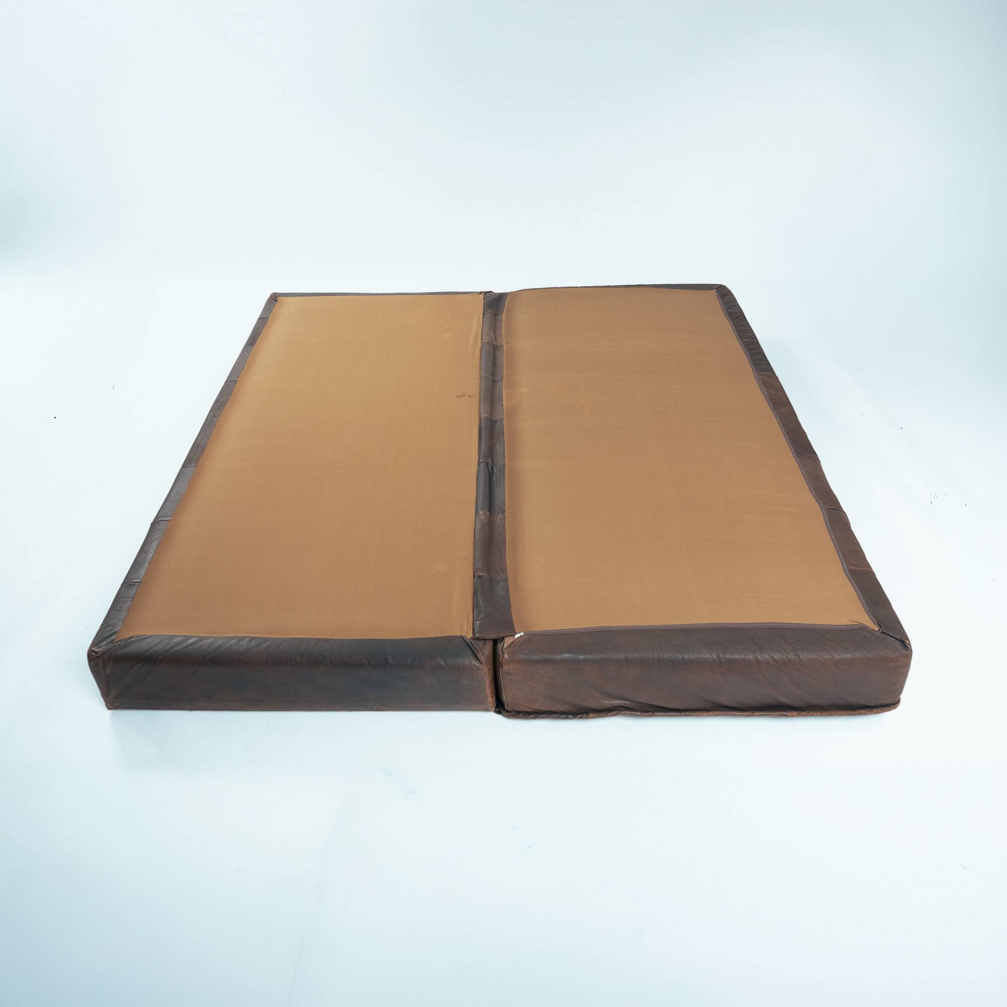 Brown Modular Leather Patchwork Sleeping Sofa Daybed, 1970s
