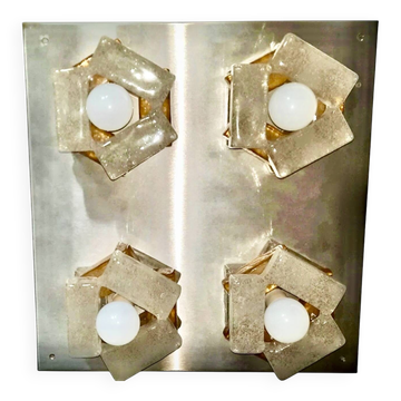 Albano Poli for Poliarte large 4-lamp wall light, Italy 1970.