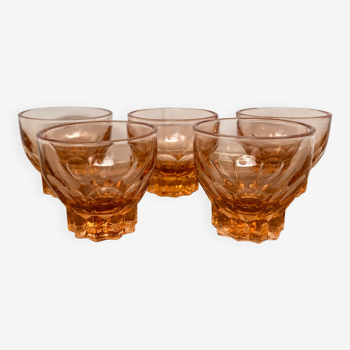 Set of 5 Luminarc pink glasses