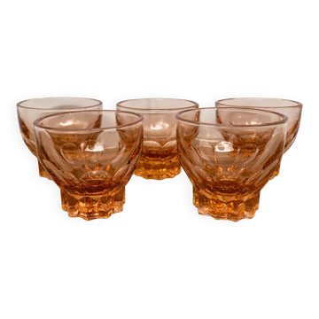 Set of 5 Luminarc pink glasses