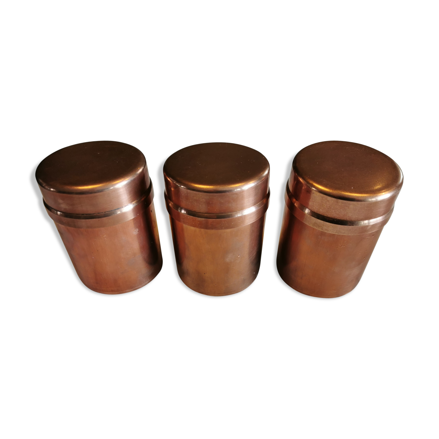 Lot of 3 Vintage copper spice jars