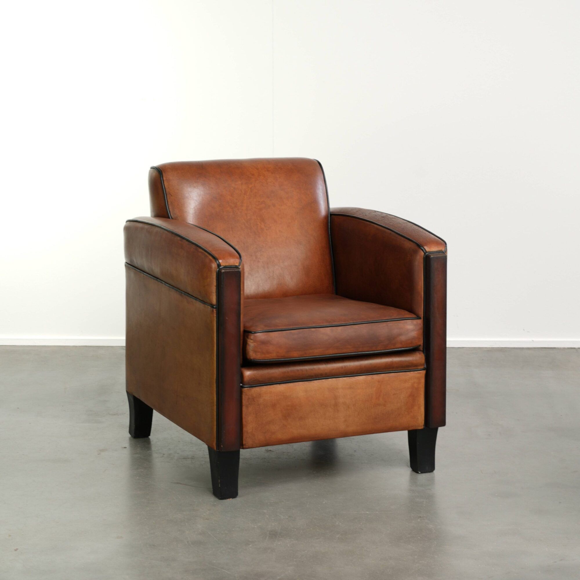 Very interesting sheepskin Art Deco design armchair with a great design