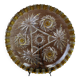 Walther Glas Bohemian crystal dish with yellow and flower pattern