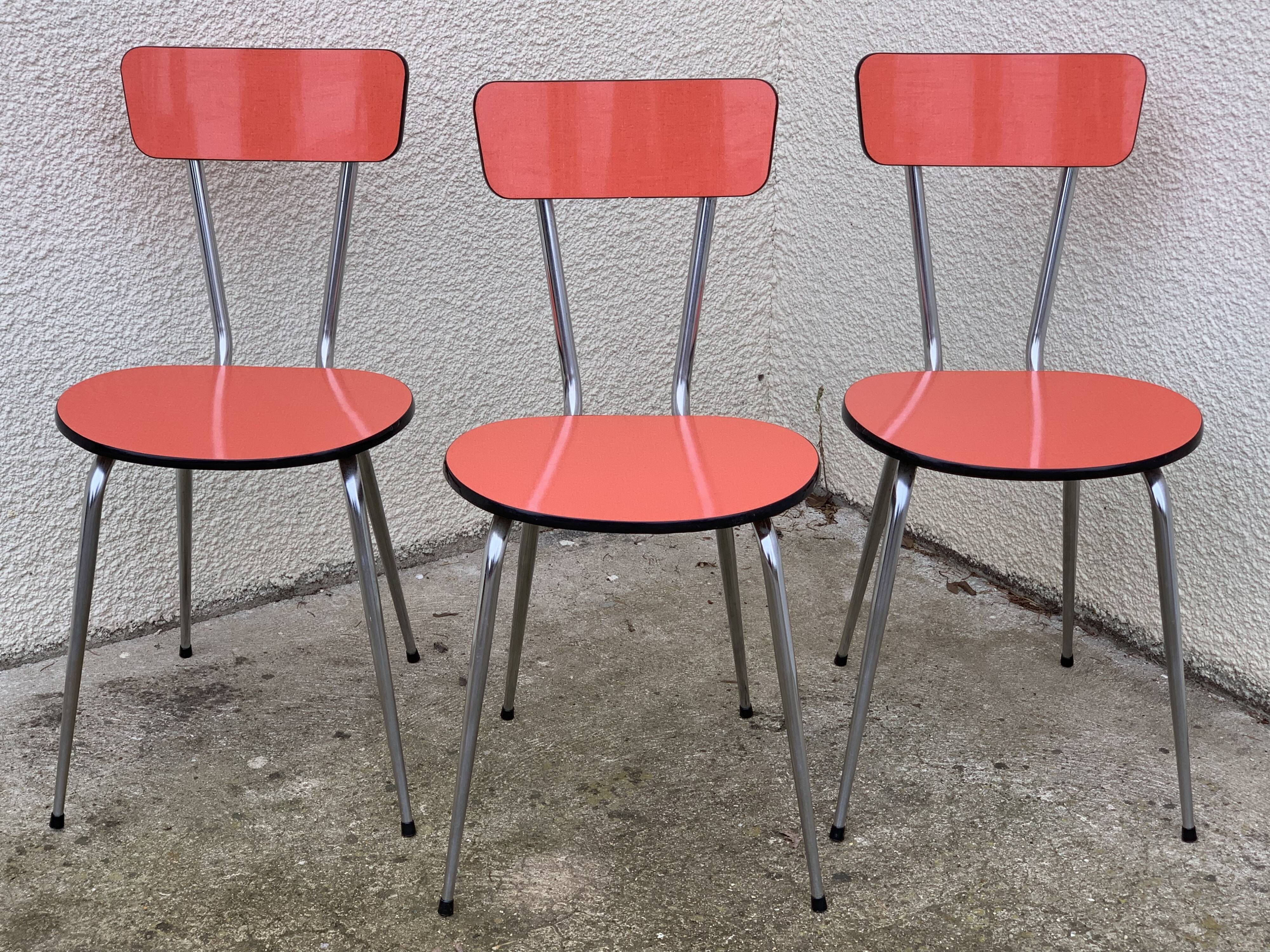 Red formica chairs 1950