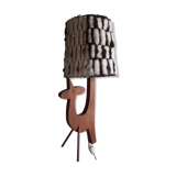 Wooden zoomorphic lampshade with wool lampshades, 70s