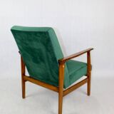 Chaise longue vintage en velours vert, années 1970