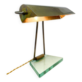 Mid-Century Modern Glass & Brass Table Lamp attributed to Pietro Chiesa, 1950s
