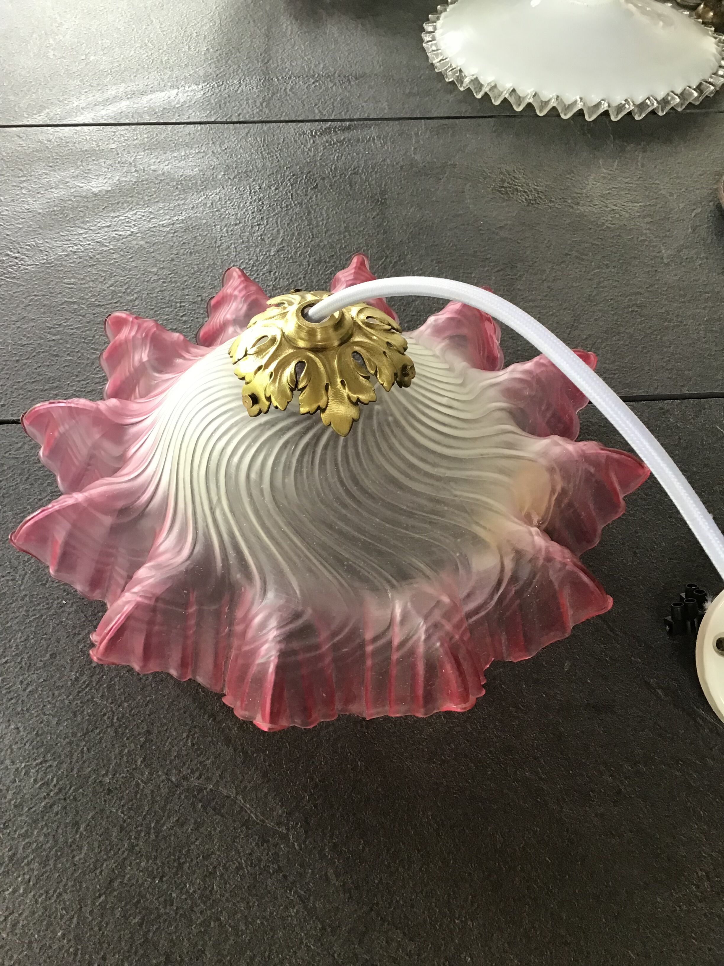 Pink opaline pendant light