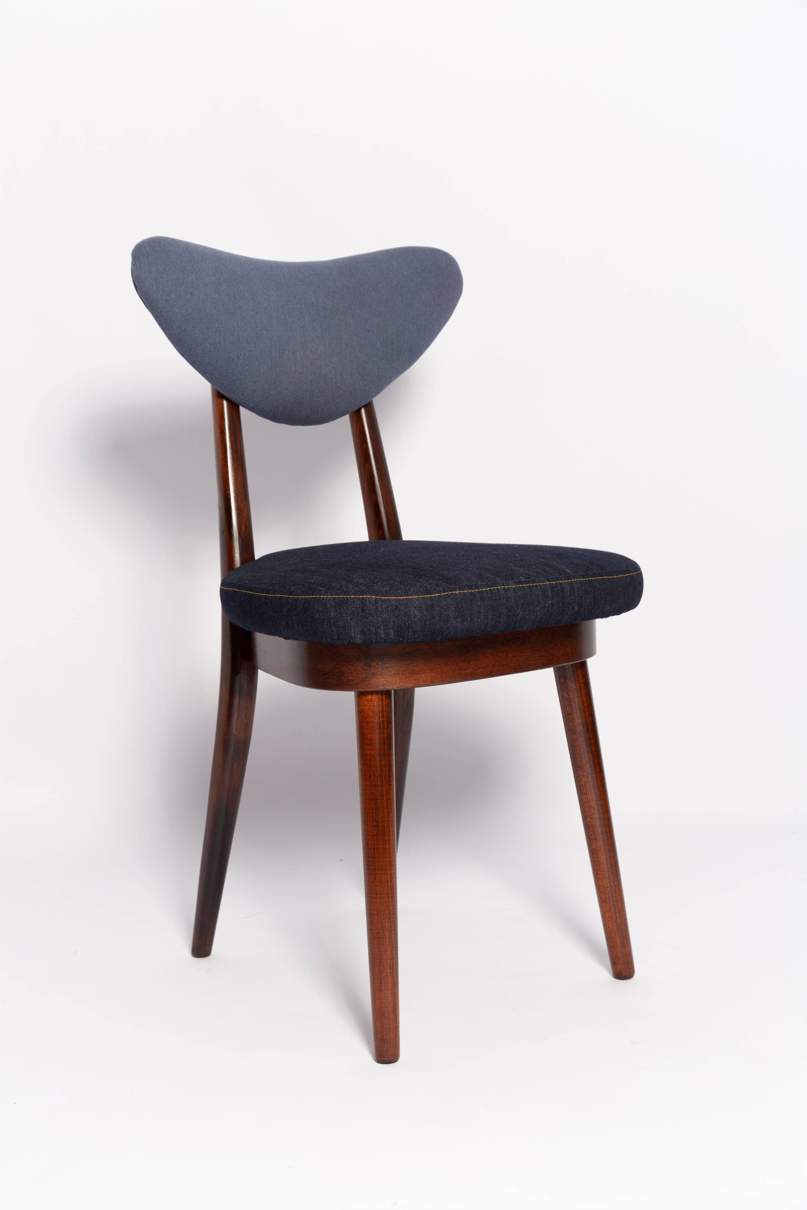 Chaise cœur en denim bleu moyen et foncé, milieu du 20ème siècle, Europe
