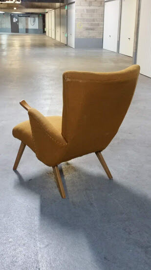 50s 60s Danish armchair has ears golden