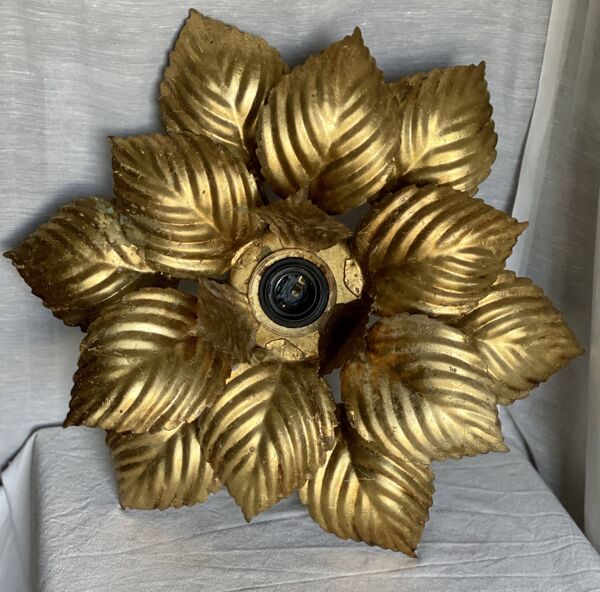 Applique (ou plafonnier) fleur dorée masca vintage 1980