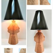 Anthropomorphic lamp foot depicting two faces terracotta design 80s