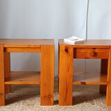 Pair of vintage pine bedside tables
