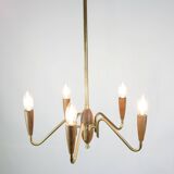 Chandelier made In Teak & Brass From 1960s