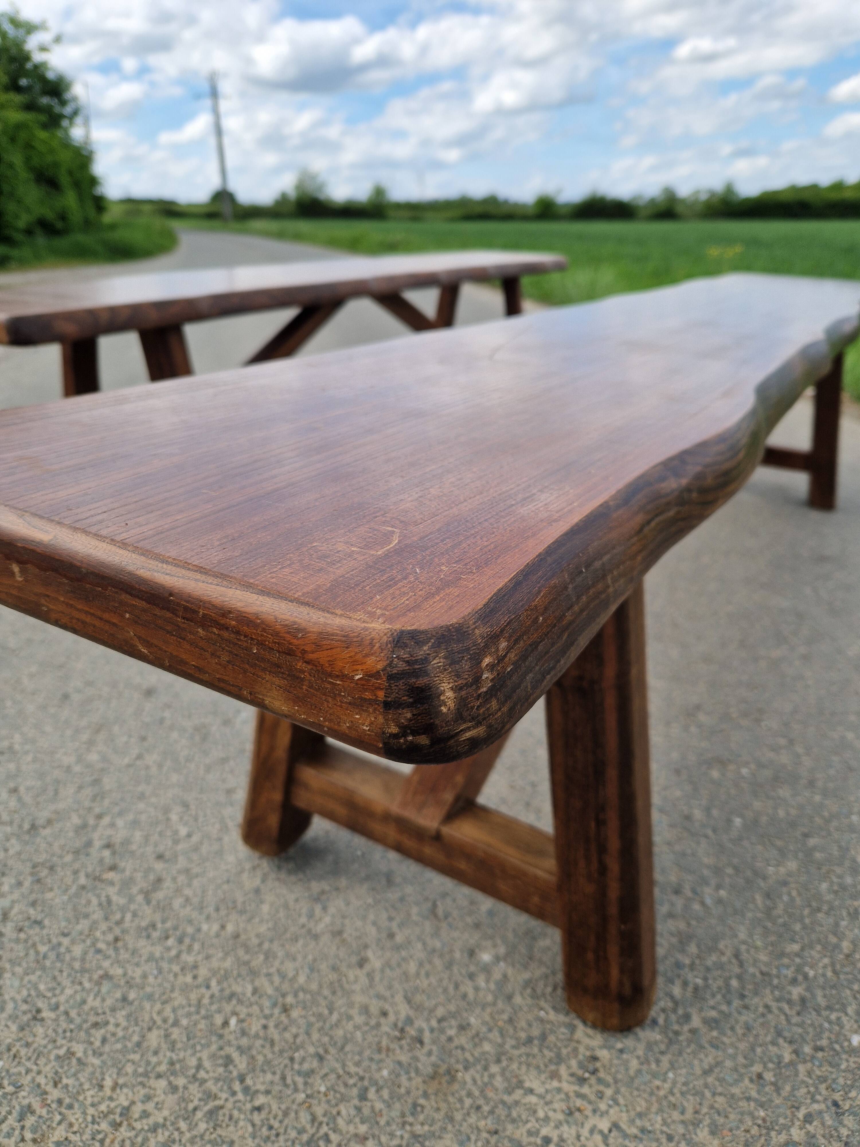 Lot de 2 bancs en orme massif par Aranjou